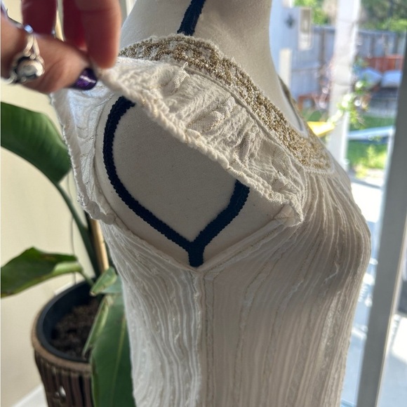 Green style dress white and gold - Picture 3 of 4